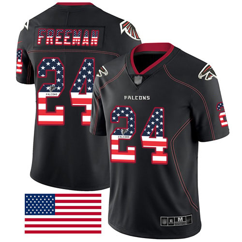 Atlanta Falcons Limited Black Men Devonta Freeman Jersey NFL Football #24 Rush USA Flag->women nfl jersey->Women Jersey